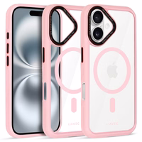 Liavec Hybrid Magsafe Skaidrus dėklas telefonui Iphone 16 šviesiai rožinis