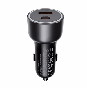 Acefast B21 75 W USB-C + USB-A automobilinis įkroviklis, juodas
