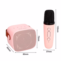 Blavec nešiojamas Bluetooth garsiakalbis WS-07 Karaoke Party 5W su 2 mikrofonais rožinis