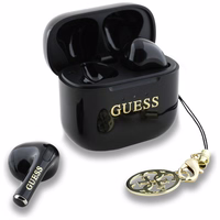 Belaidės ausinės TWS Guess Effect Printed Classic Logo & Charm juodos spalvos