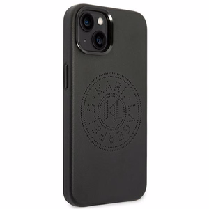 Karl Lagerfeld odinis perforuotas logo dėklas telefonui iPhone 14 Plus - juodas