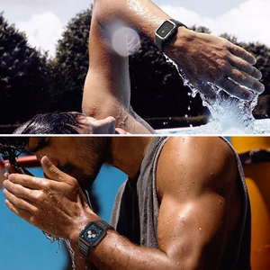 Protect Strap Ремешок для Apple Watch 42/44/45mm с бронированным чехлом - чёрный, розовое золото