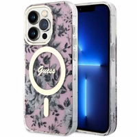 Guess GUHMP14XHCFWSP iPhone 14 Pro Max 6.7" rožinis kietas dėklas Flower Magnetinis