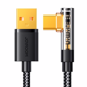 Joyroom žaidimų kabelis S-UC027A6 USB-C (kampinis) / USB-A (tiesus) 3A 1.2m - juodas