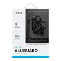 Uniq Optix aliuminio kameros objektyvo apsauga iPhone 16 Pro / 16 Pro Max su aplikatoriumi - juodas