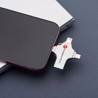 FORCELL F-DATA atmintukas Metal Quad 16GB USB3.2 Gen 1 (USB A / Type C / Lightning / Micro USB) sidabrinis