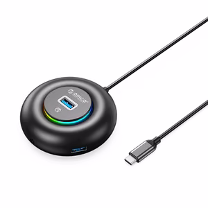 Orico YXR4-C3 RGB USB šakotuvas 4 prievadų USB-A 3.0 su garso/mikrofono jungtimi 0.3m - juoda