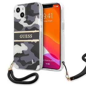 Guess GUHCP13SKCABBK iPhone 13 mini 5.4" juodas/juodas kietas dėklas Camo Dirželis Kolekcija