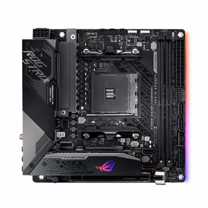 Asus ROG STRIX X570-I GAMING Processor family AMD Processor socket AM4 DDR4 Supported hard disk drive interfaces SATA, M.2 Number of SATA connectors 4