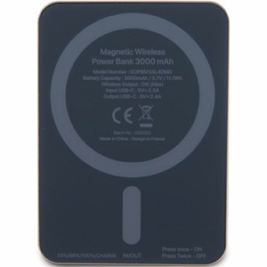 Guess Magnetinė 4G Strassed Metalinis Logotipas indukcinė išorinė baterija 5W 3000mAh - auksinė