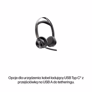 HP Poly Voyager Focus 2-M USB-C-C ausinės USB-C/A adapteris įkrovimo stovas