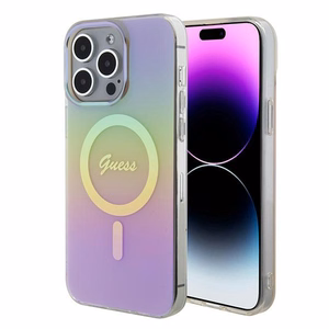 Guess GUHMP15XHITSP iPhone 15 Pro Max 6.7" rožinis/rožinis kietas dėklas IML Iridescent MagSafe