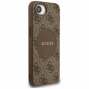 Guess 4G Circle Classic Logo Magnetinis dėklas telefonui iPhone 16e - ruda
