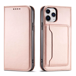 Magnetinis dėklas kortelėms iPhone 12 Pro dėklas kortelių piniginė kortelių stovas rožinis