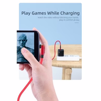 USB Kabelis Essager "Universal" (180' kampu) raudonas "Type-C" 200cm (iki 3A)