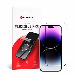Forcell Lankstus Nano stiklas 5D skirtas iPhone 14 Pro Max juodas (Hot Bending) veikiantis pirštų atpaudų skaitytuvas