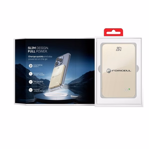 Išorinė baterija saderinta su MagSafe Forcell F-Energy SuperSlim F5K8 QC4.0 PD3.0 15W 5000 mAh titano dykumos spalva