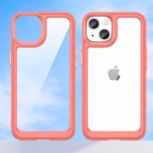Outer Space dėklas telefonui iPhone 14 Plus kietas dangtelis su geliniu rėmeliu raudonas