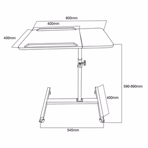 Maclean mobile desk/laptop stand, black, height adjustment 59-89cm, max. 30kg , MC-121 B