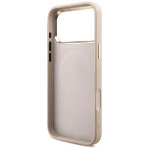 Guess 4G trikampio logotipo magnetinis dėklas telefonui iPhone 17 Pro Max - rožinis ir auksinis