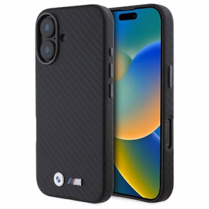 BMW Carbon Wrapped Metal Dėklas telefonui Apple iPhone 16 - juodas