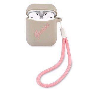 Guess GUACA2LSVSGP AirPods cover gray pink/grey pink Silicone Vintage