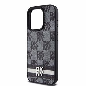 DKNY Odinis languotas mono raštas ir spausdintos juostos dėklas telefonui iPhone 15 Pro Max - juodas
