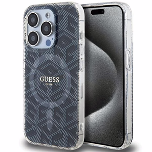 GUESS чехол для IPHONE 15 Pro Max совместимый с MagSafe GUHMP15XHGCUSTGK (IML GCUBE) чёрный