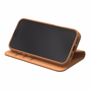 Moshi Overture MagSafe dėklas, skirtas iPhone 16 Pro, su nuimama veganiškos odos pinigine, „Caramel Brown“ spalvos