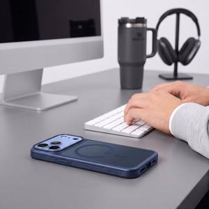 Tech-Protect MagPrime MagSafe CC dėklas, skirtas iPhone 18 Pro / 17 Pro, matinis tamsiai mėlynas