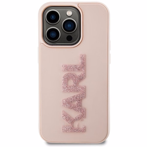 Karl Lagerfeld 3D Rubber Glitter Logo чехол для iPhone 15 Pro Max - розовый