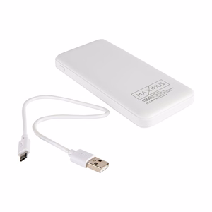 Išorinė baterija MX COCO 10 000mAh 2xUSB, 10W Li-Po, balta + microUSB laidas