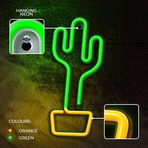 Neon LED Light CACTUS oranžinis žalias Bat + USB FLNE02 Forever Light