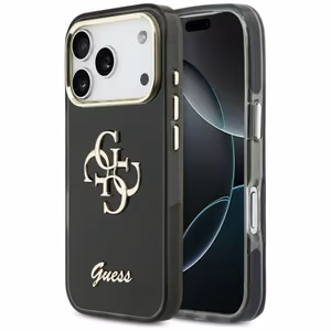 Guess IML 4G Script Metal чехол для iPhone 17 Pro Max чёрный