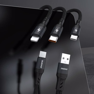 Dudao L3W USB-A/USB-C į Lightning/USB-C/MicroUSB 66W kabelis - juodas