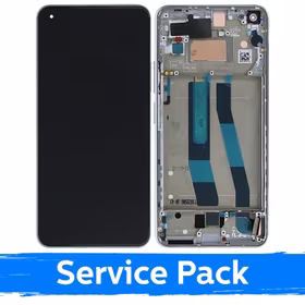 Ekranas skirtas Xiaomi Mi 11 Lite 4G (Lite 5G / Lite 5G NE) su rėmeliu / Snowflake White / (Service Pack)