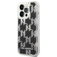 Karl Lagerfeld KLHCP14LLMNMK iPhone 14 Pro 6.1 kietasis dėklas juodas skystas blizgutis Monogram