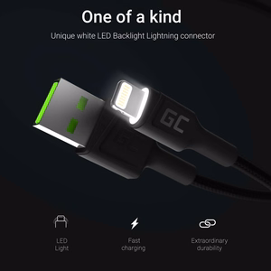 Green Cell KABGC05 – Lightning įkrovimo laidas, 1,2 m, juodas