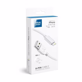 BLUE STAR LITE kabelis 3A USB A į Lightning 1,2 m baltas