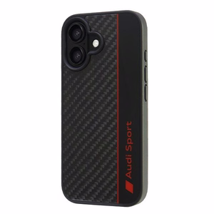 Audi anglies pluošto juostelės dėklas telefonui iPhone 16 6.1" - juodas