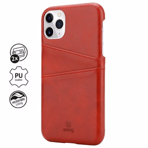 Crong Neat Cover dėklas, skirtas iPhone 11 Pro, su kortelių kišenėlėmis, raudonas