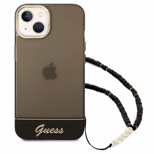 Guess GUHCP14MHGCOHK iPhone 14 Plus 6.7 "juodas/juodas kietas dėklas Translucent Pearl Strap