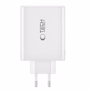 "Tech-Protect NC100W-GAN" įkroviklis GaN 3x USB-C PD 100W / USB-A QC 3.0 - baltas