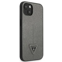 Guess GUHCP14MPSATLG iPhone 14 Plus 6.7 "sidabrinis/sidabrinis kietas dėklas SaffianoTriangle Logo