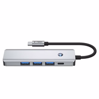 Tech-Protect HB01 HUB adapteris 5in1 USB-C + USB3.0 + HDMI 4K 60Hz + PD100W - pilkas