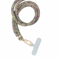 SWING (8mm) Telefono dirželis, Telefono pakabukas su reguliuojamu ilgiu / virvės ilgis 165cm (maks. 82.5cm kilpoje) / ant peties arba kaklo - pilkai žalia-rožinė