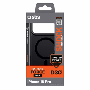 SBS D3O Force dėklas, skirtas iPhone 18 Pro, suderinamas su MagSafe – juodas