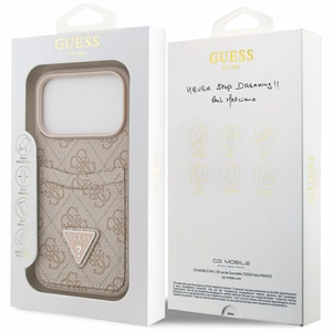 Guess 4G Nauble Card Triangle dėklas iPhone 17 Pro - rožinis