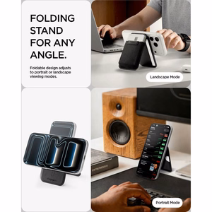 Spigen Slim Fold S314-4 magnetinis „MagSafe“ kortelių dėklas telefonui – juodas