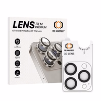 Apsauginis stiklas kameros lęšiams Tel Protect 3D Lens ant kameros Iphone 14 Pro/14 Pro Max juodas (3 vnt.)